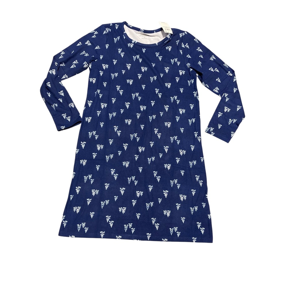 Charter Club Intimates Nightgown XS Blue Forest Stroll Pine Tree Long Sleeve NEW